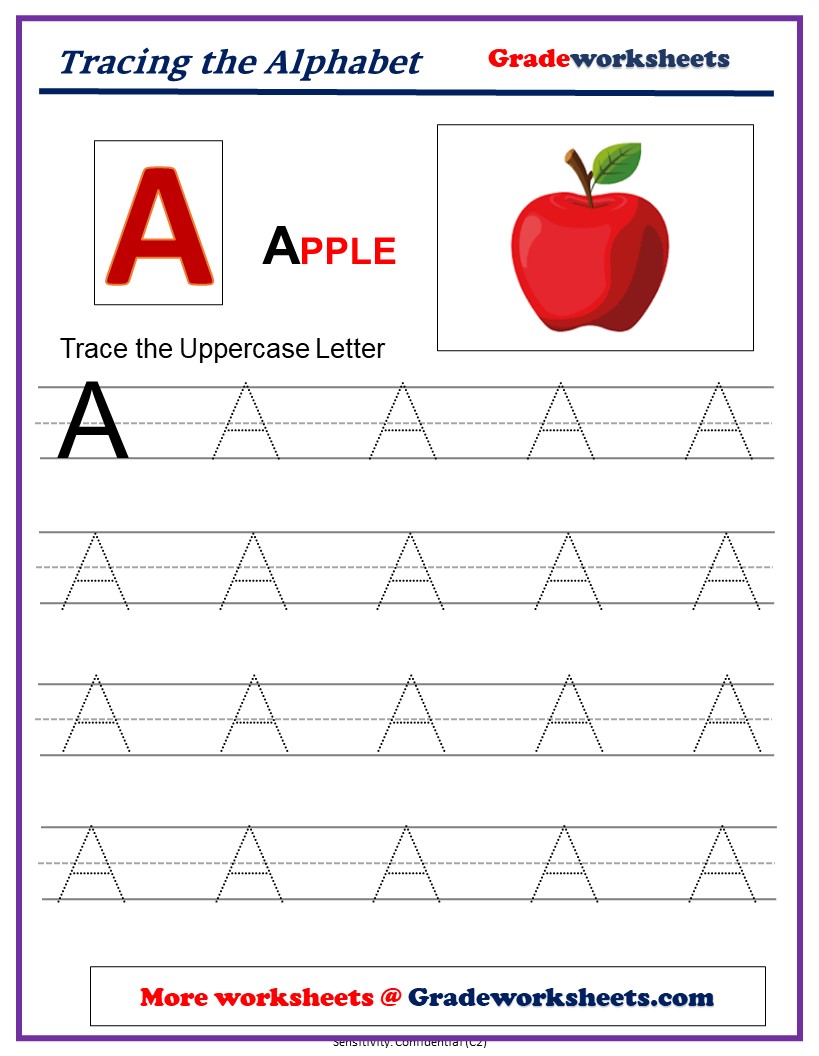 Uppercase Alphabet Tracing and Writing – Gradeworksheets.com