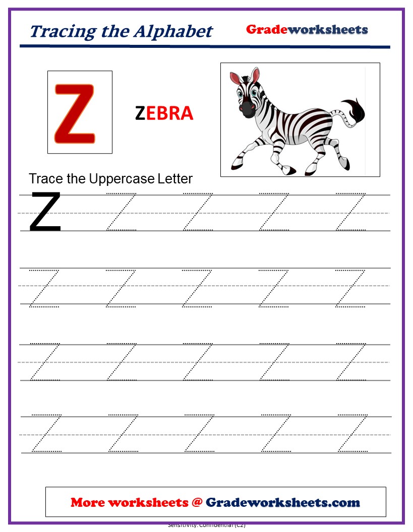 Uppercase Alphabet Tracing and Writing – Gradeworksheets.com